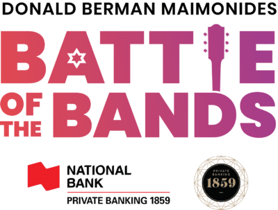 Bannière pour l'événement Donald Berman Maimonides Battle of the Bands commandité par la Banque Nationale